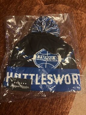 Lincoln Whittlesworth Pom Beanie Hat - Blue & Black